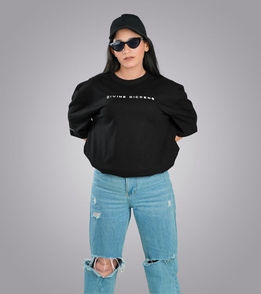 Divine Dickens Black Unisex Oversized Tee