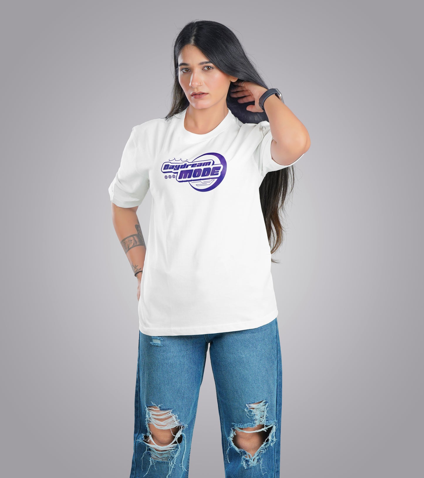 Day Dream Mode White Oversized tee