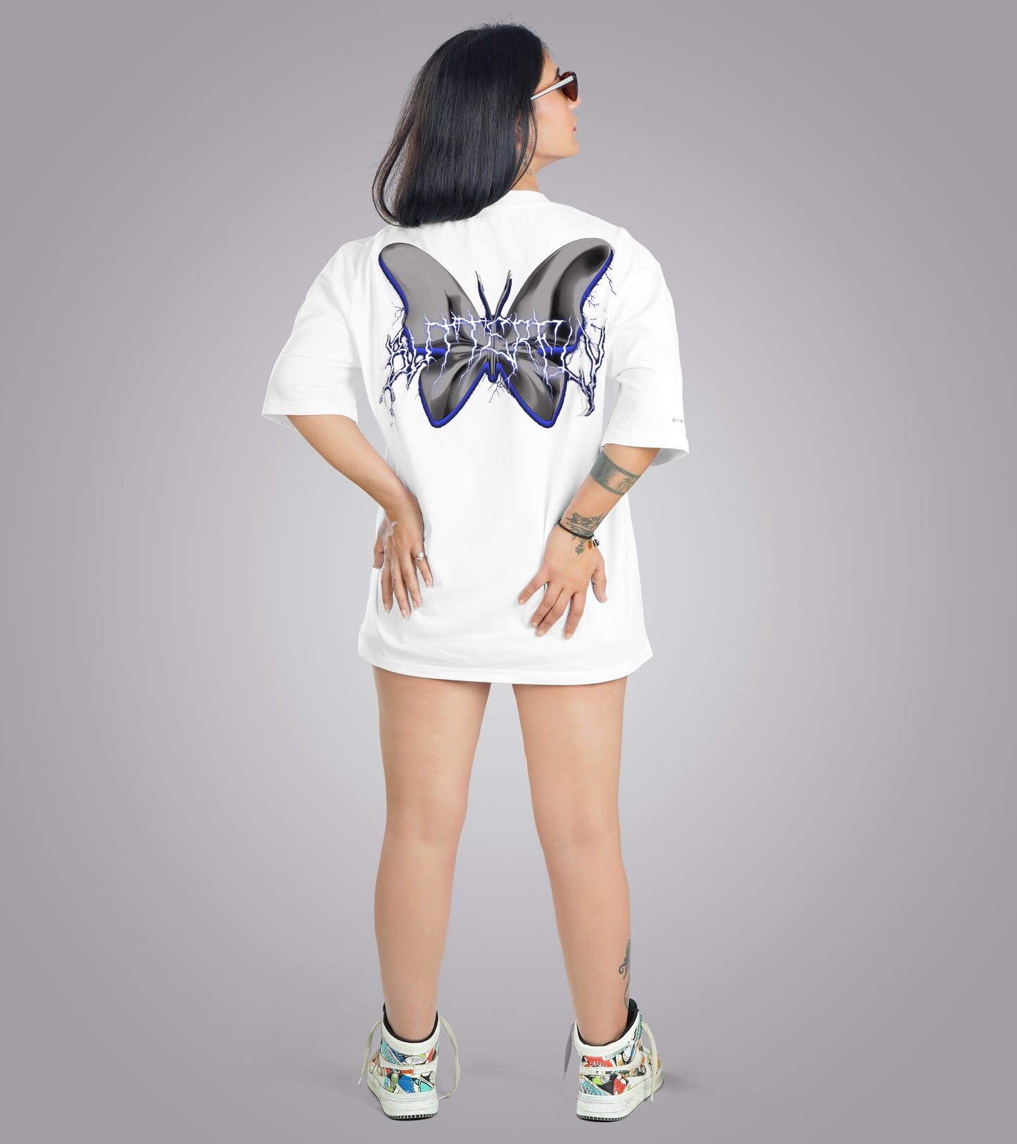 White Butterfly Oversized Tee