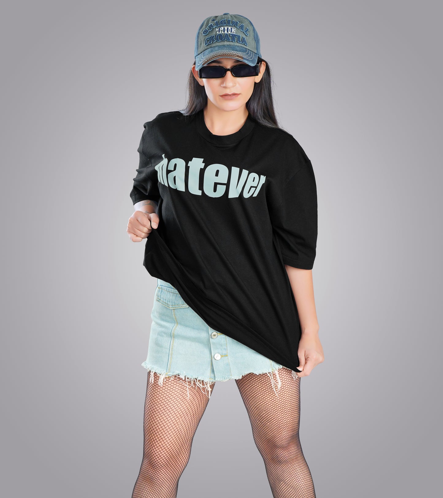 Whatever Black Oversized Tee