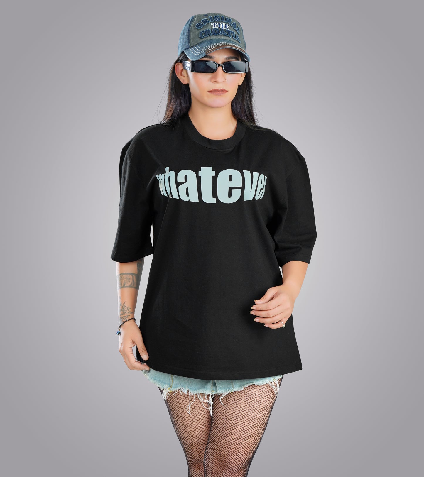 Whatever Black Oversized Tee