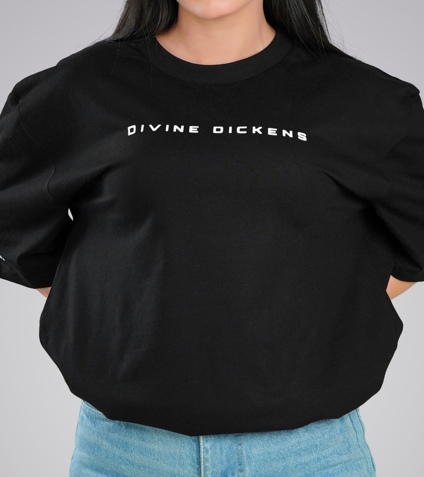 Divine Dickens Black Unisex Oversized Tee