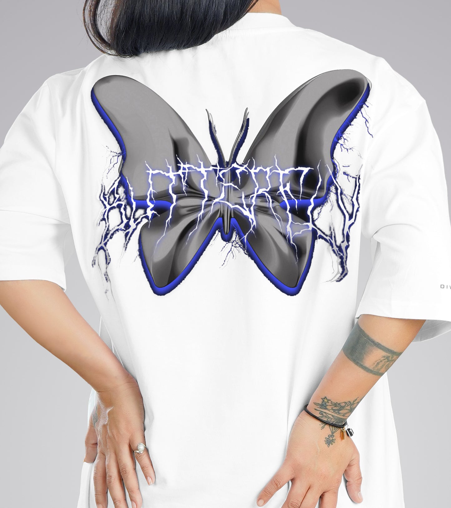 White Butterfly Oversized Tee